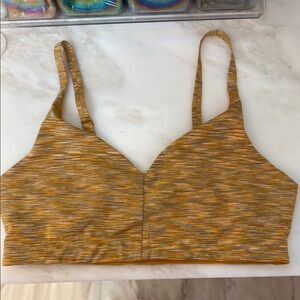 Outdoor Voices bralette sport bra size large no Yellow and Gray Striped Bralette